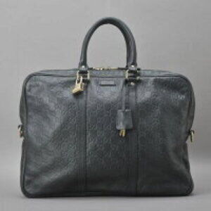 GUCCI Guccissima leather business briefcase GG black lock Diamante document bag